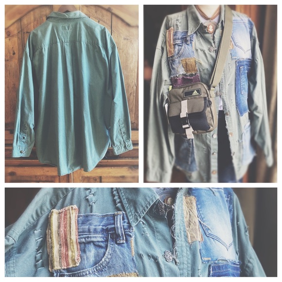 OOAK Custom Patchwork Utility Jacket The Sasha Artisan Reworked XXL - Picture 7 of 15